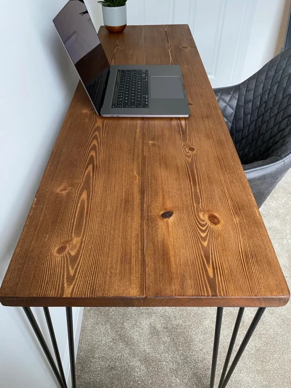 Rustic Office Desk, Industrial Steel Hairpin Legs, Customisable, Handmade To Order, Solid Wood Desk | Bespoke sizes - Image 7
