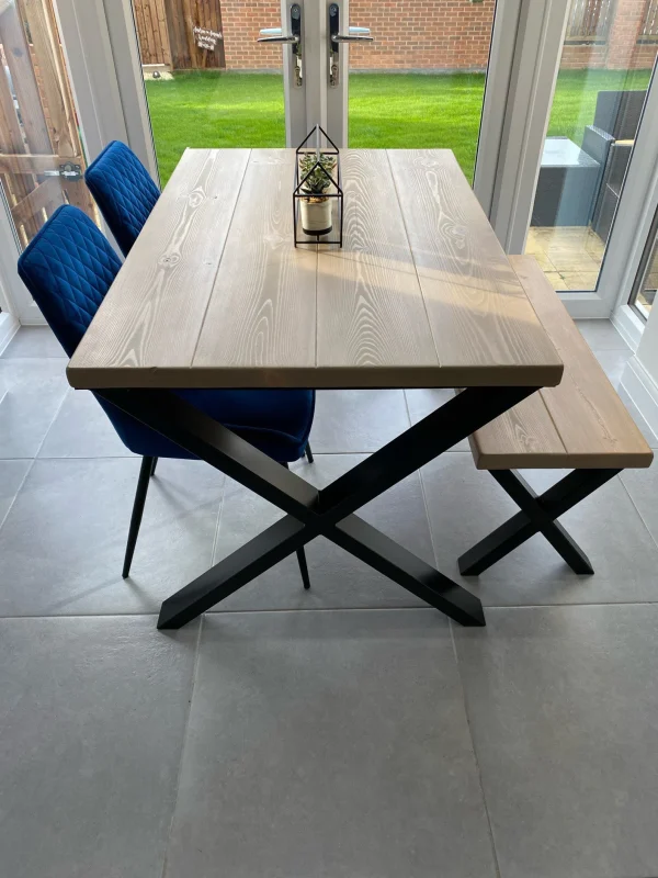Solid Chunky Wood Dining Table With Steel Legs | Optional Matching Bench | Custom Sizes and Colours - Image 4