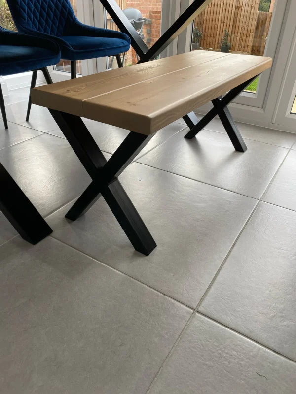 Solid Chunky Wood Dining Table With Steel Legs | Optional Matching Bench | Custom Sizes and Colours - Image 7