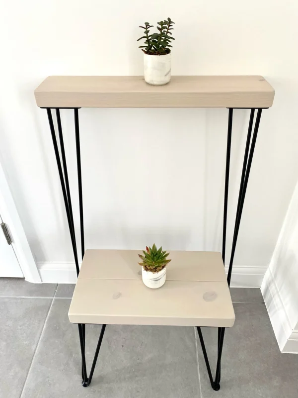 Solid Wood Side Table With 40cm Steel Hairpin Legs I Various colours available - Image 3