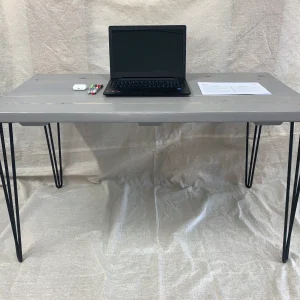 Rustic Office Desk, Industrial Steel Hairpin Legs, Grey Desk, Solid Chunky Wood Custom Size