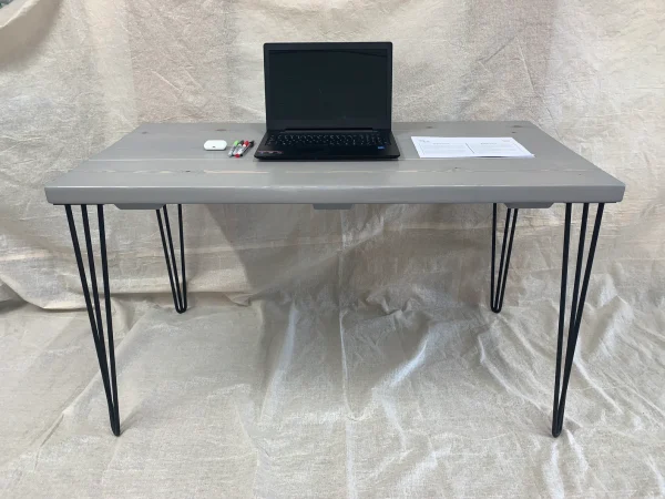 Rustic Office Desk, Industrial Steel Hairpin Legs, Grey Desk, Solid Chunky Wood Custom Size