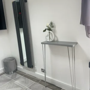 Grey Console Table With Silver Hairpin Legs l Multiple colour options Available