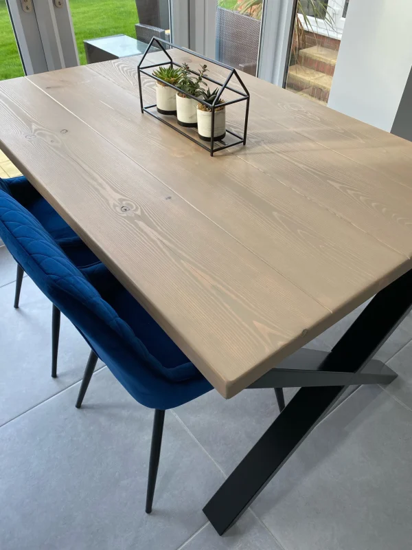 Solid Chunky Wood Dining Table With Steel Legs | Optional Matching Bench | Custom Sizes and Colours - Image 5