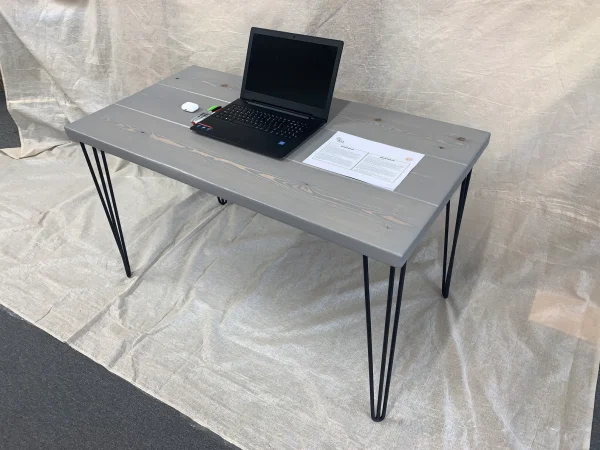 Rustic Office Desk, Industrial Steel Hairpin Legs, Grey Desk, Solid Chunky Wood Custom Size - Image 3