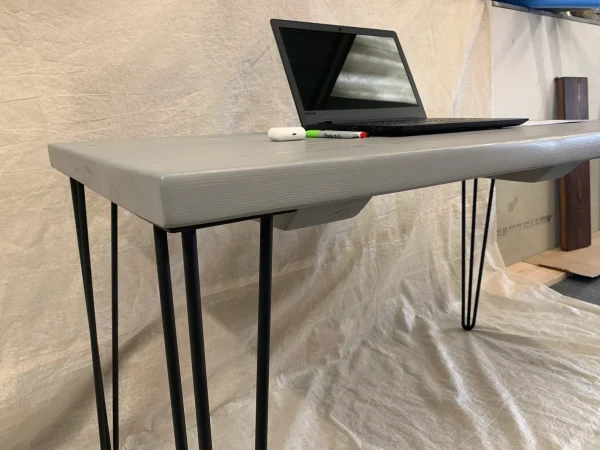 Rustic Office Desk, Industrial Steel Hairpin Legs, Grey Desk, Solid Chunky Wood Custom Size - Image 4