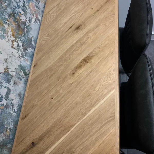 Solid Oak Breakfast Bar - Kitchen Table With Steel Hairpin Legs, Solid Oak Furniture l 70cm - 160cm - Image 5