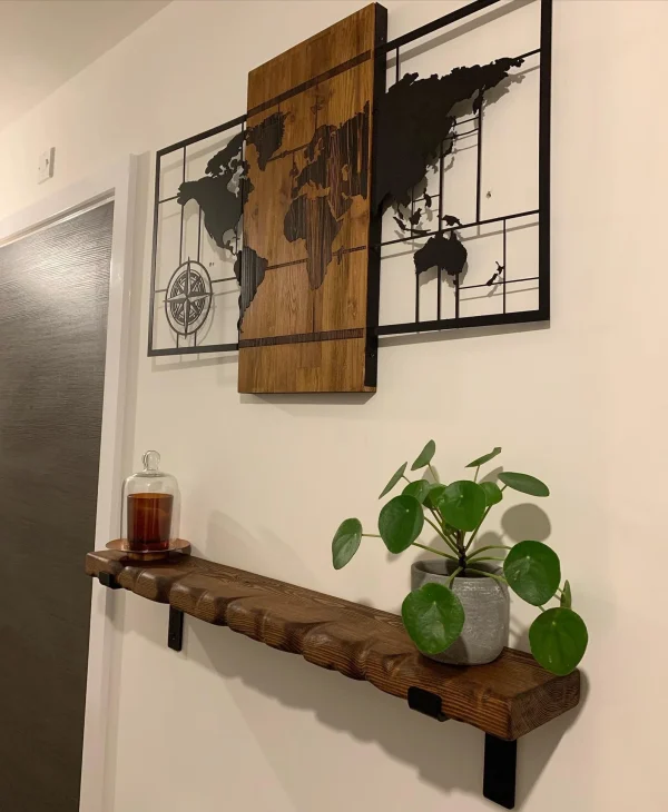Live Edge Style Solid Wood Shelf & Steel Brackets | FREE DELIVERY| Kitchen/Bathroom Shelving | Chunky Wood l Various Colours 30-200cm - Image 3
