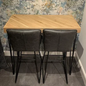 Solid Oak Breakfast Bar - Kitchen Table With Steel Hairpin Legs, Solid Oak Furniture l 70cm - 160cm