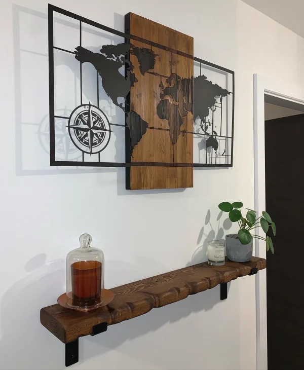 Live Edge Style Solid Wood Shelf & Steel Brackets | FREE DELIVERY| Kitchen/Bathroom Shelving | Chunky Wood l Various Colours 30-200cm