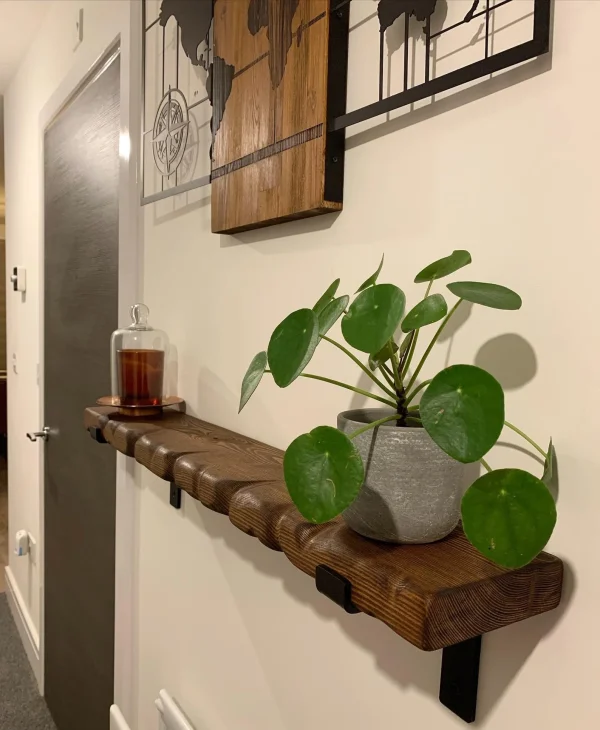 Live Edge Style Solid Wood Shelf & Steel Brackets | FREE DELIVERY| Kitchen/Bathroom Shelving | Chunky Wood l Various Colours 30-200cm - Image 4